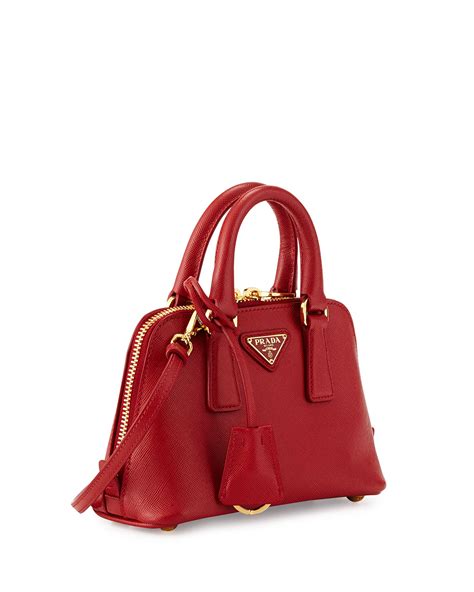 Prada Mini Saffiano Promenade Bag, Red (Fuoco)